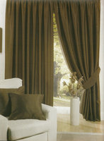 View Item Luxury Faux Silk Brown Curtains Lined with Tie Backs (66 x 72in)